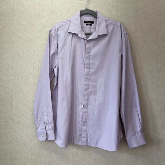 John Varvatos Slim Fit Button Front Lavender Classic Dress Shirt Mens Size 34/35 - Picture 4 of 11
